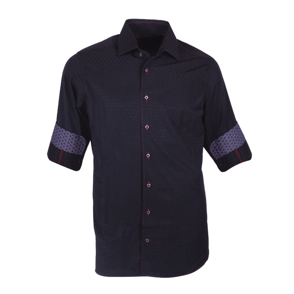Camisa Cuadra Navy Micro Jacquard