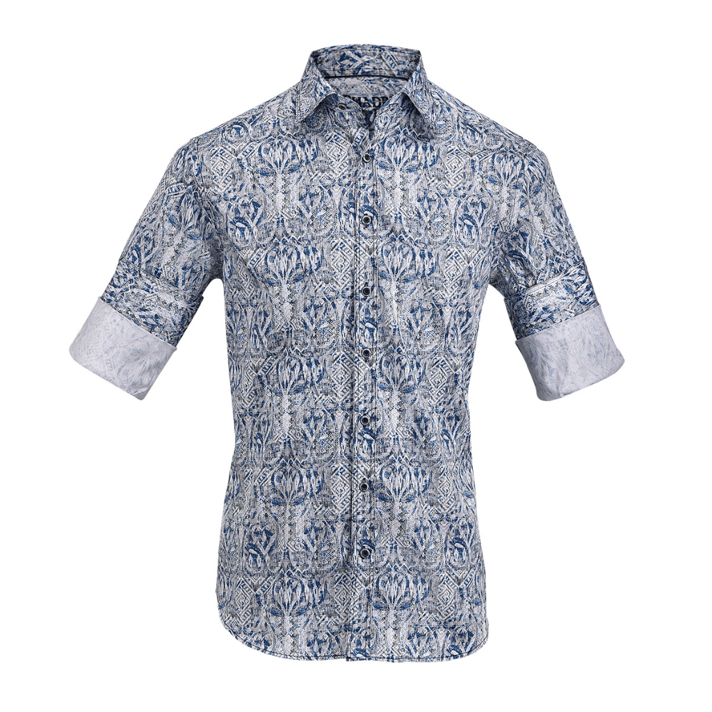 Camisa Cuadra Blue Tile Print