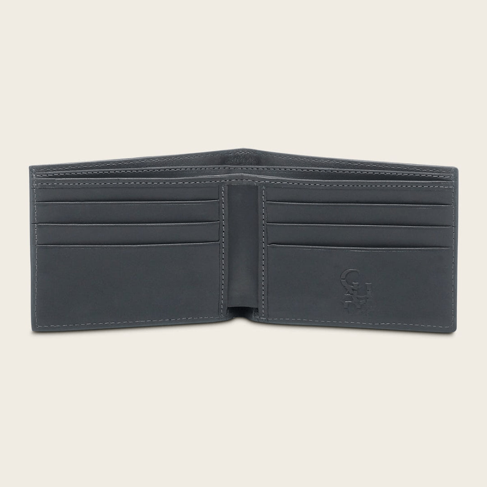 Cartera abierta mostrando los compartimentos internos.