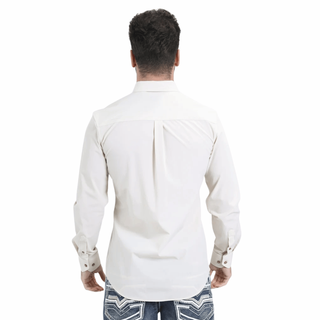 Camisa Platini Performance Solid Long Sleeve Beige