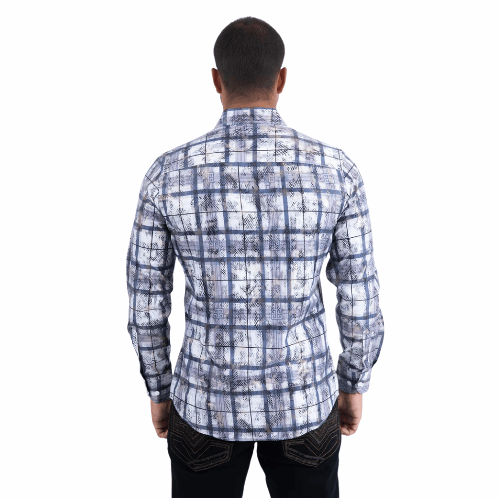 Camisa Platini Directional Geometry Foil Gris/Blanco
