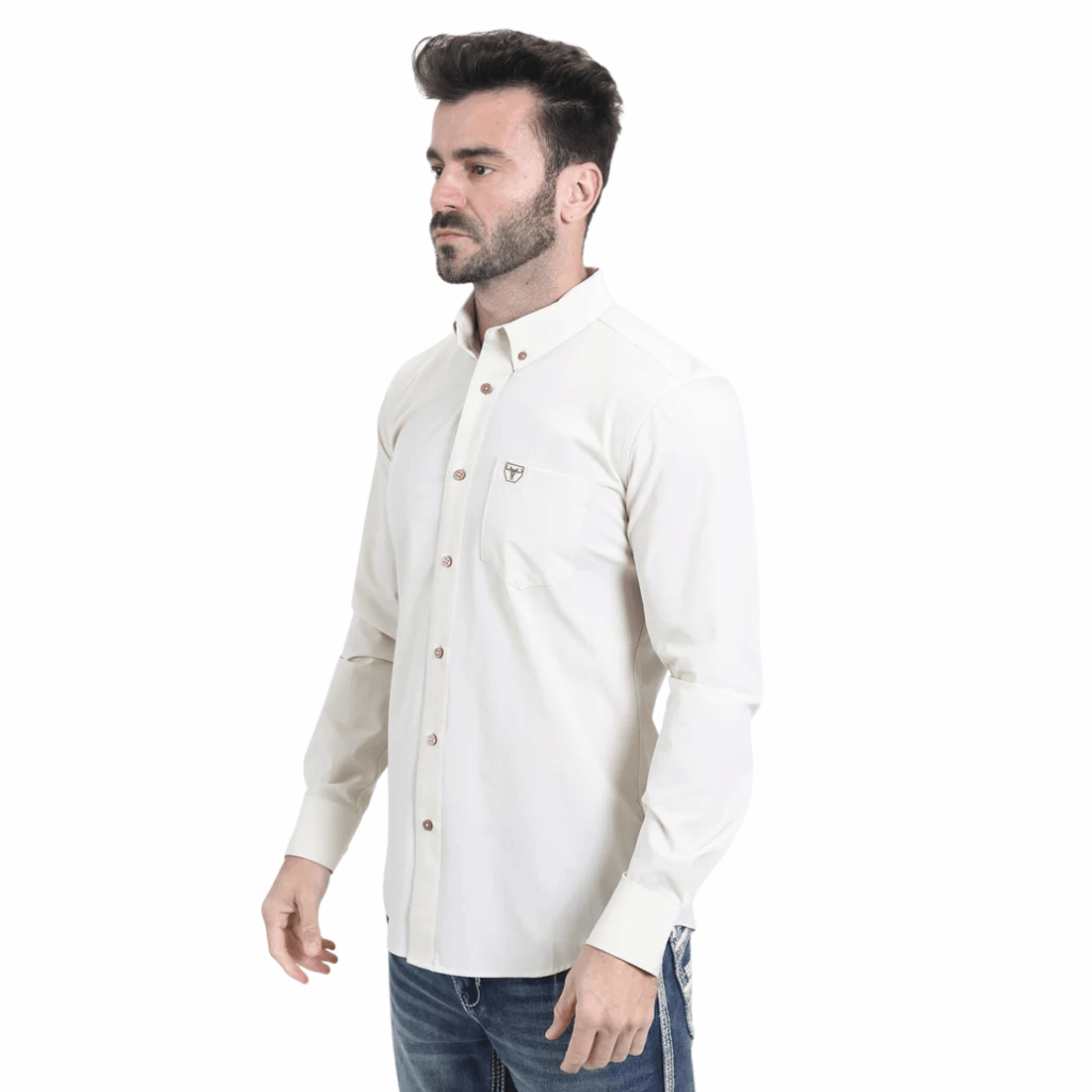 Camisa Platini Performance Solid Long Sleeve Beige