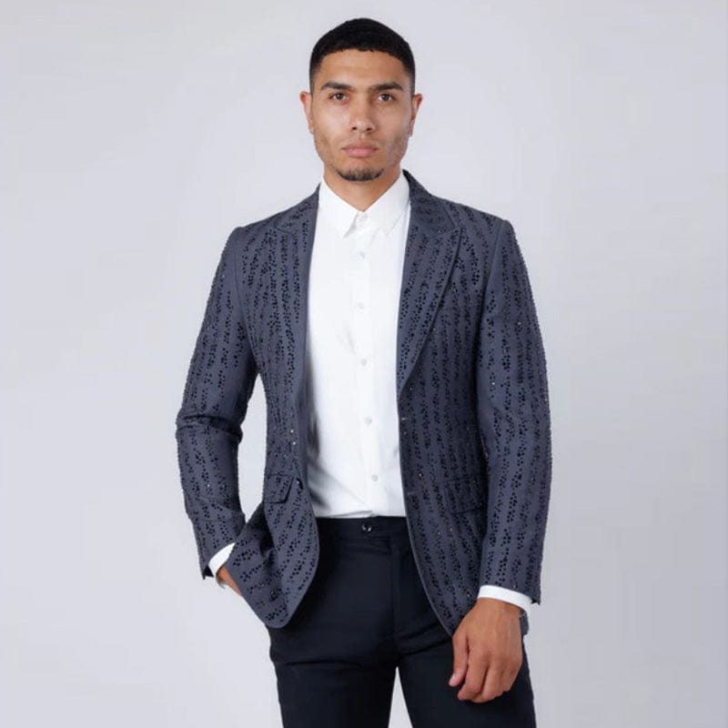 Vienna Rhinestone Grey Blazer
