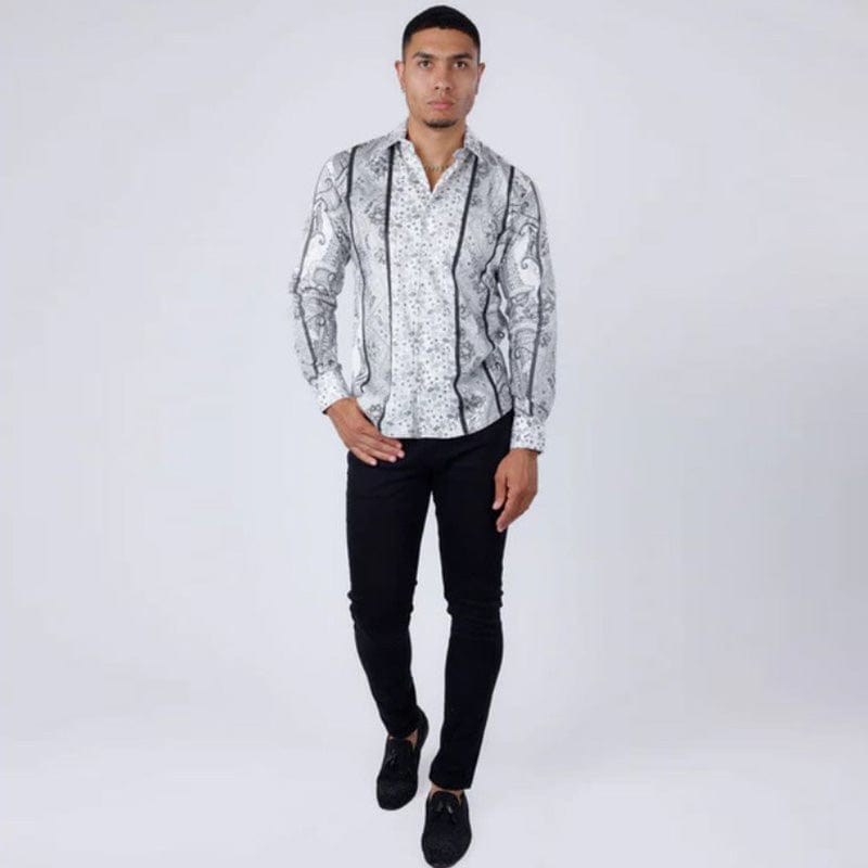 Blushwrap Rhinestone Long Sleeve White Shirt