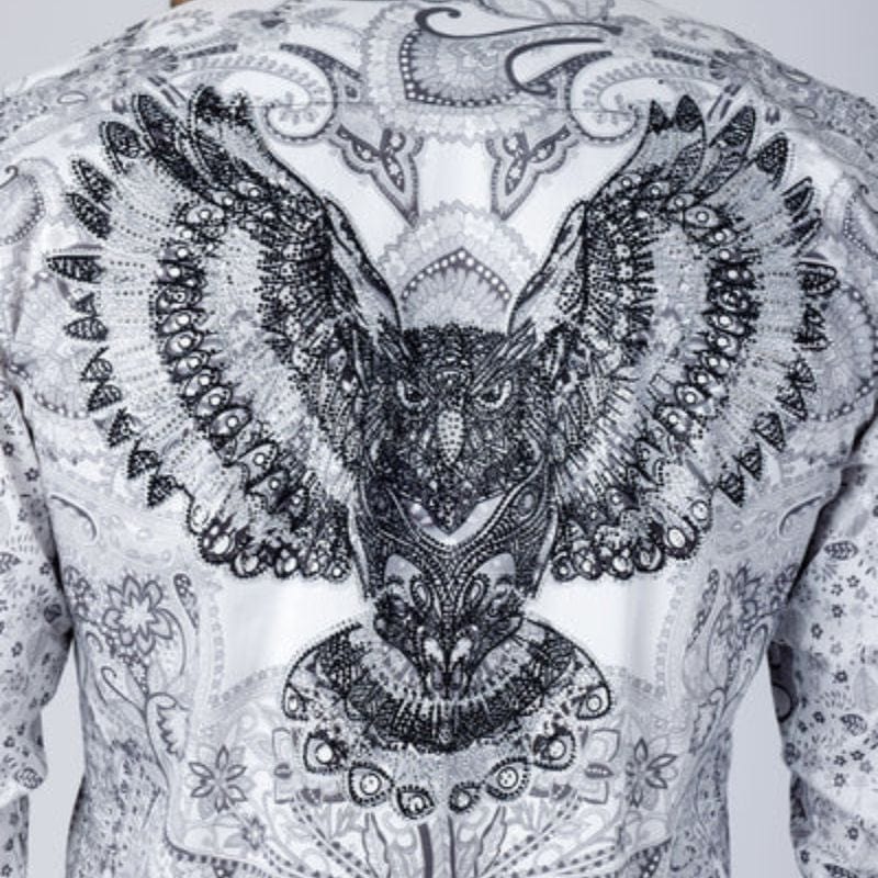 Blushwrap Rhinestone Long Sleeve White Shirt