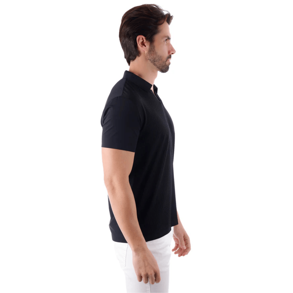 Camisa Polo Barabas Negra V-Core Slim