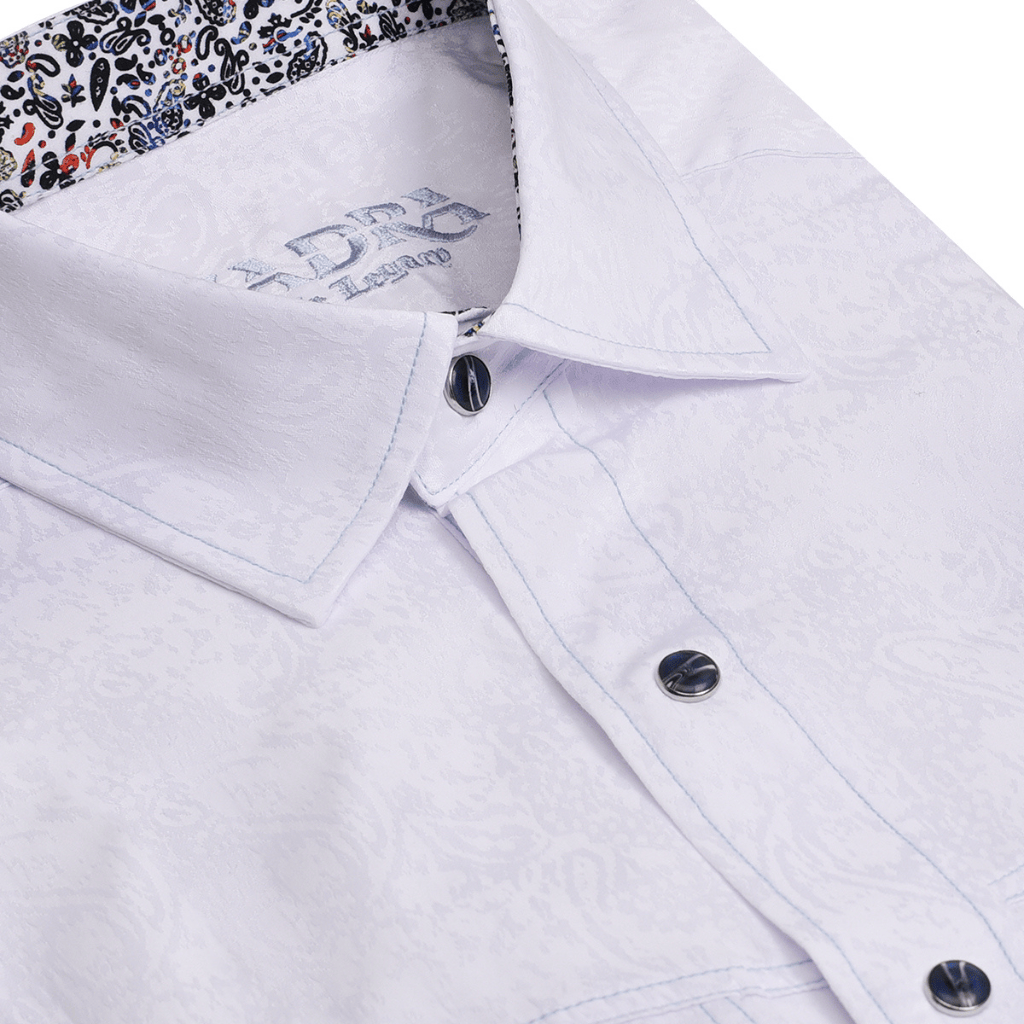 Camisa Cuadra White Paisley Jacquard