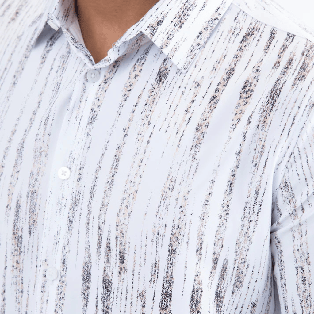 Camisa Platini Abstract Wave Foil Blanco