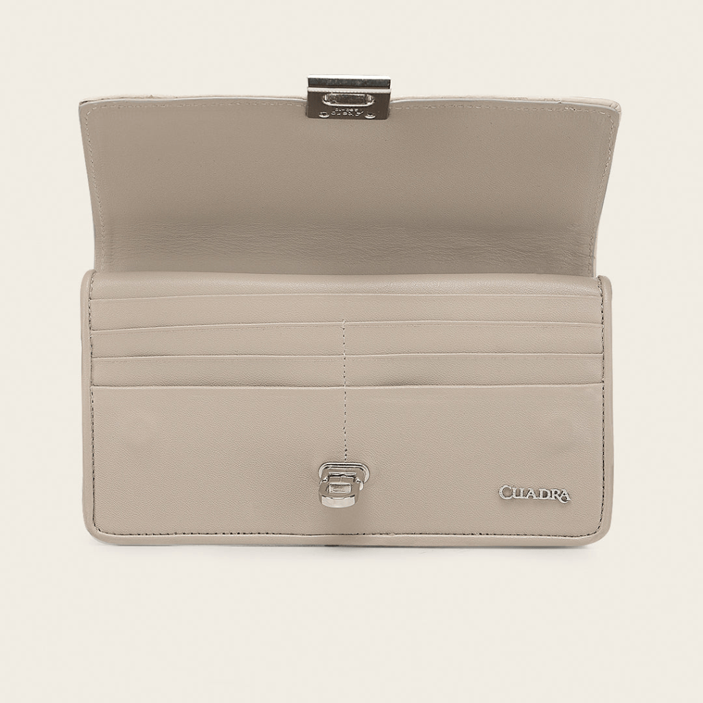 Billetera Cuadra Taupe Cowhide Embroidery