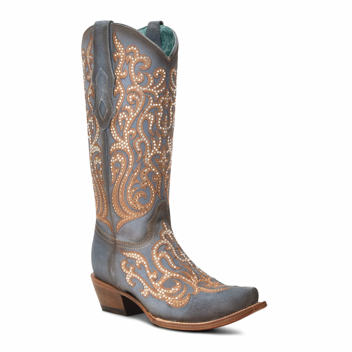 Bota Casual Blue / Honey Embroidery & Crystals