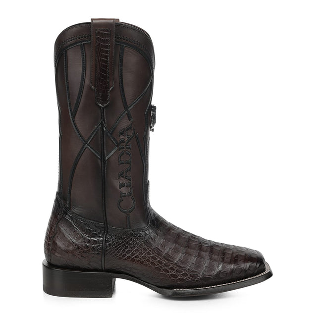 Bota vaquera Cuadra Insignia Caimán Chocolate – vista 3/4 frontal