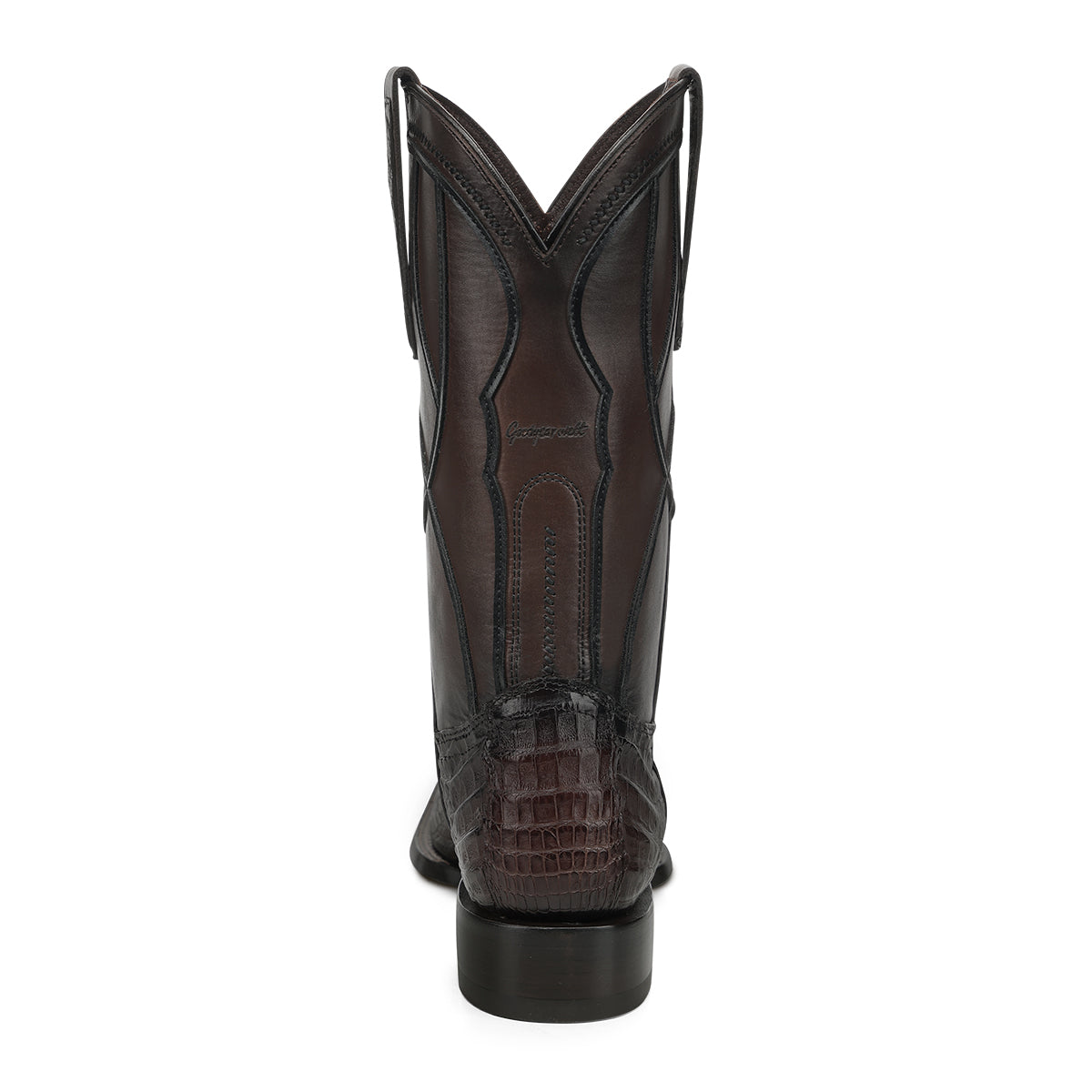 Bota vaquera Cuadra Insignia Caimán Chocolate – vista trasera