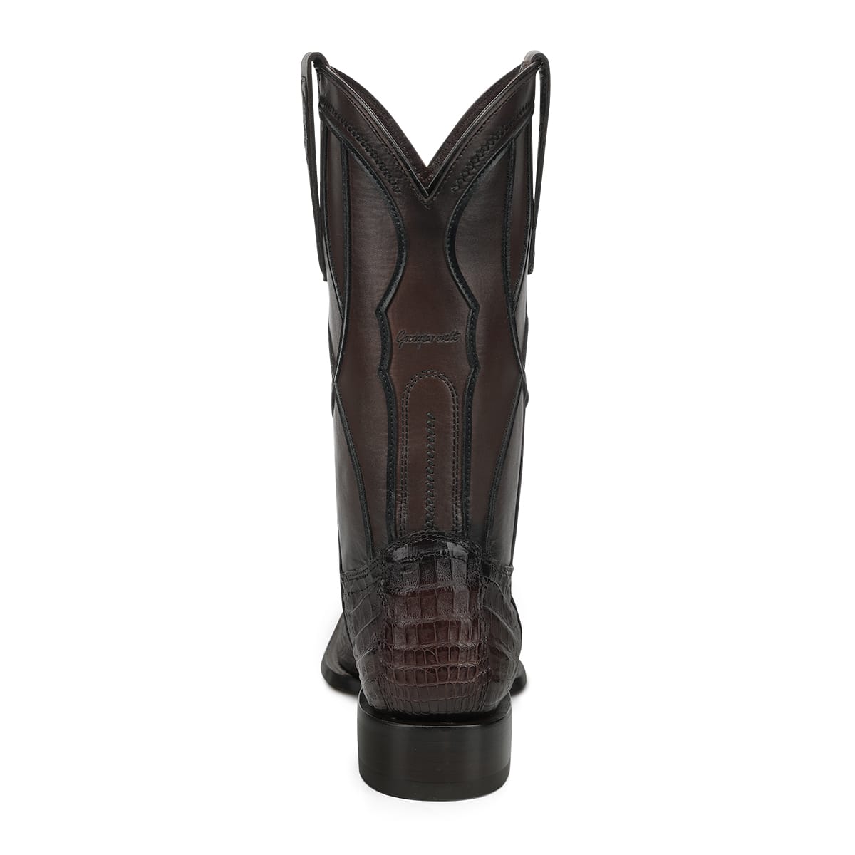 Bota vaquera Cuadra Insignia Caimán Chocolate – vista trasera