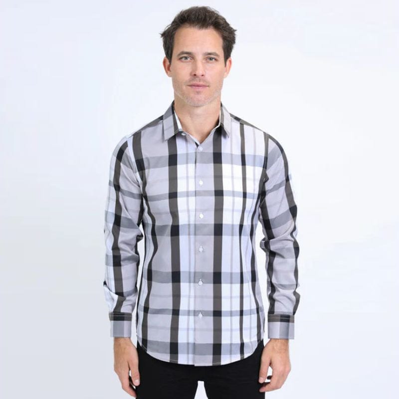 Camisa Platini Blanca con Patrones Grises