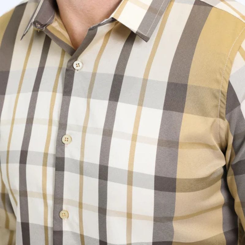 Camisa Platini Patrones Beige/Amarillo