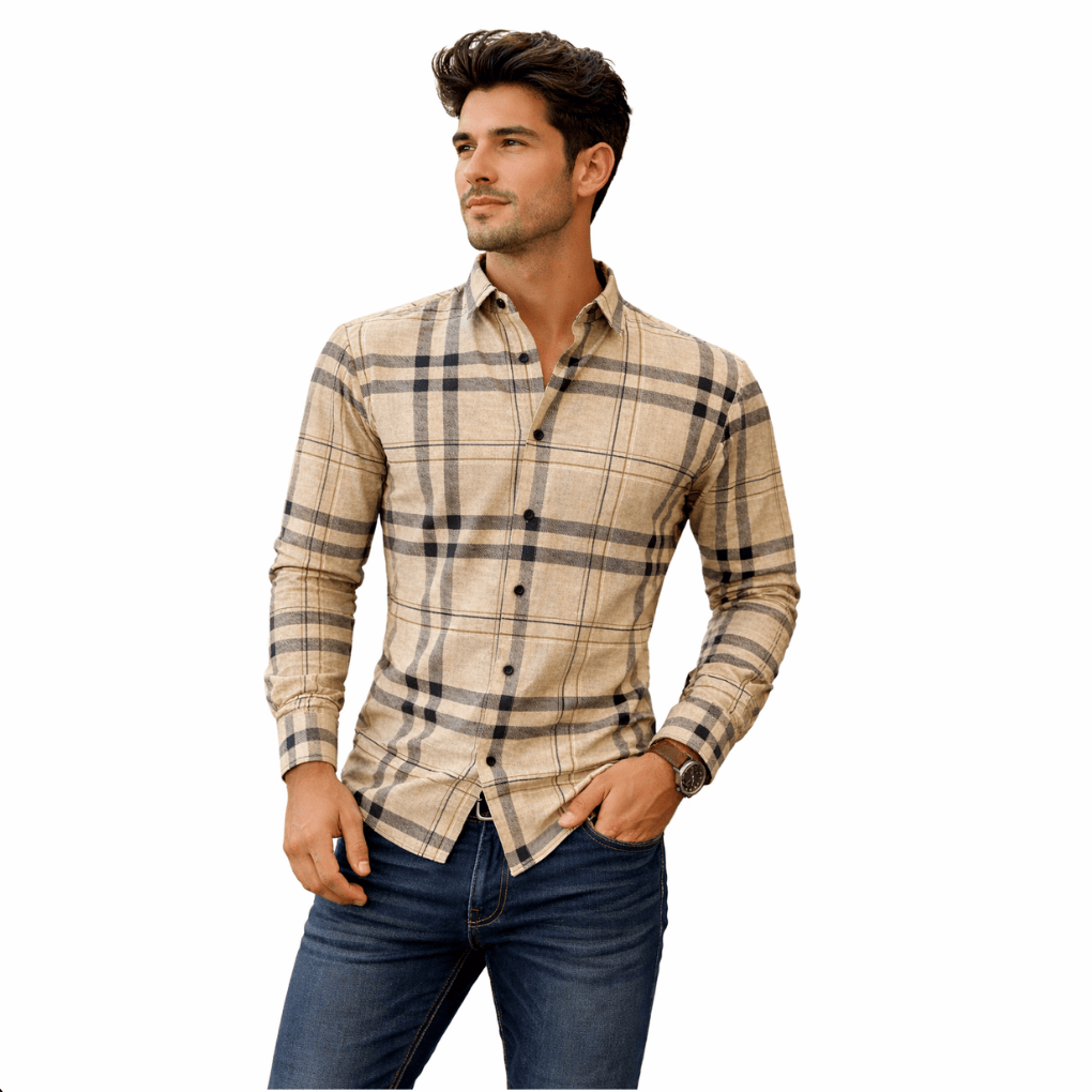 Stone Long Sleeve Camel/Black Shirt