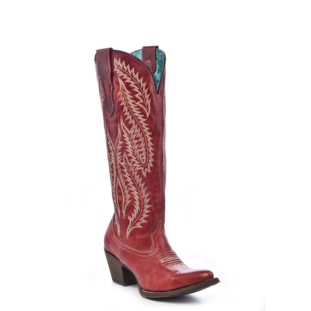 Bota Vaquera Red Embroidery Tall Top