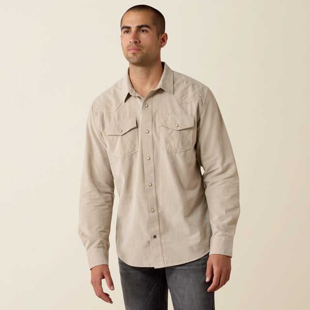 Camisa Ariat Retro Handorf Corduroy Sand - frente