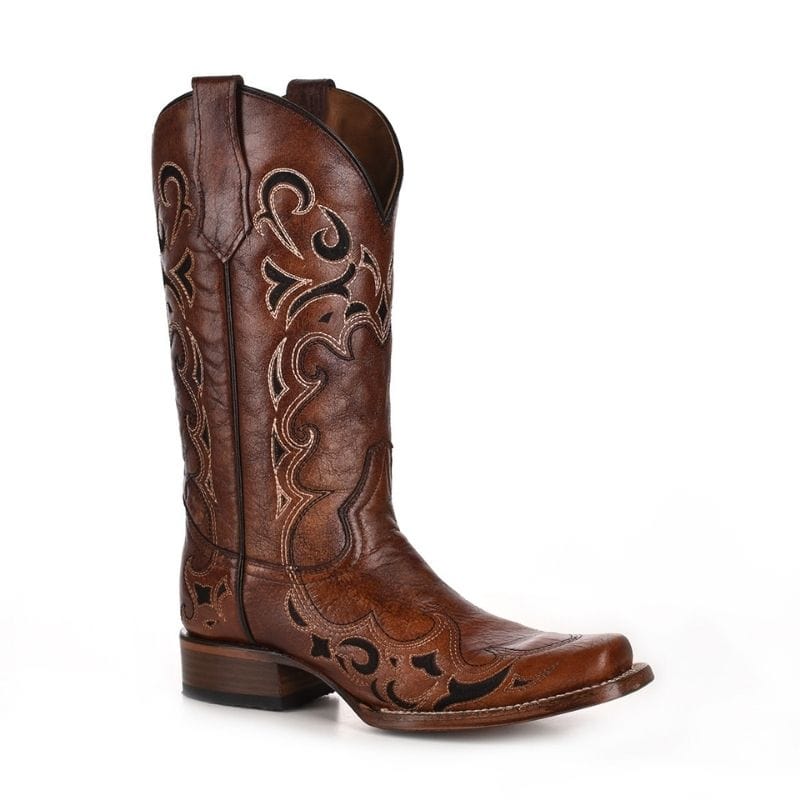 Bota Vaquera Bordadas Cafe