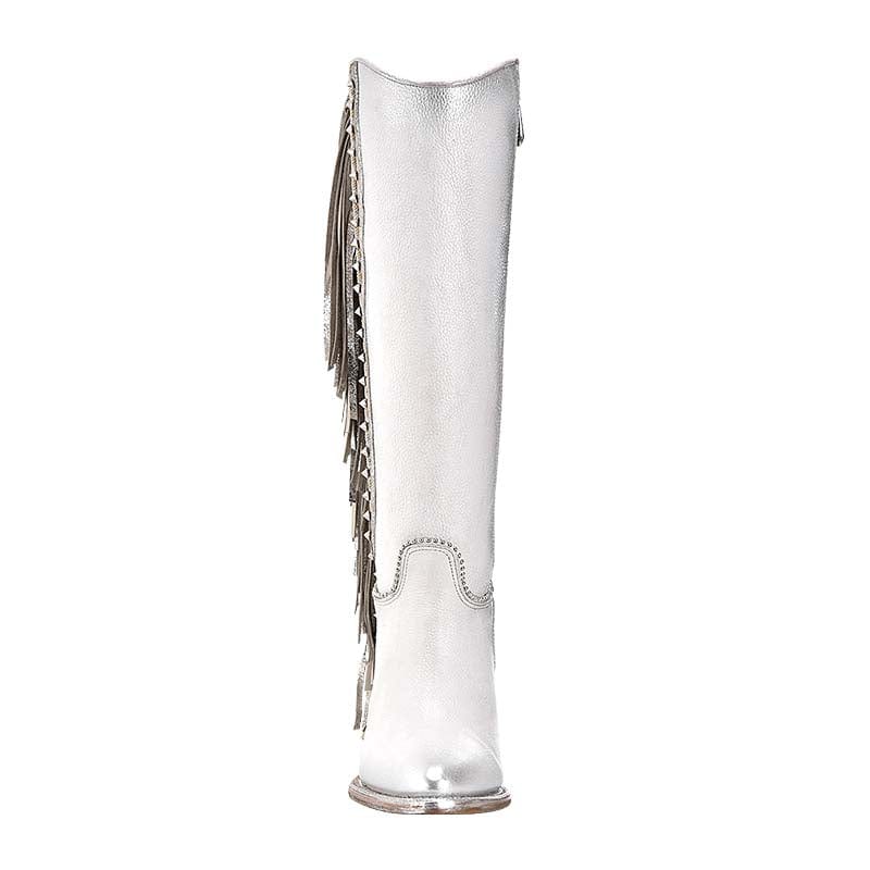 bota blanca de piel