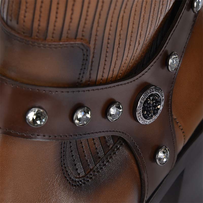 botines cuadra con diamantes
