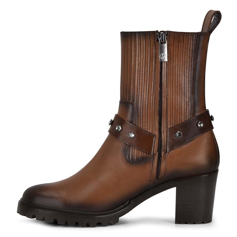 botines de piel con cierre para mujer