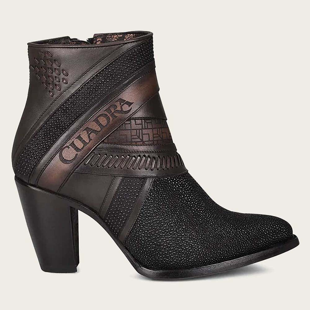 botines cuadra piel de mantarraya