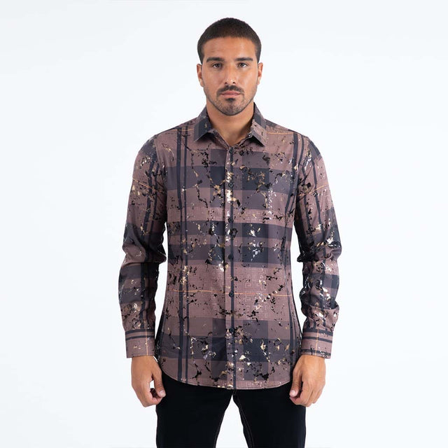 Camisa Platini Modern Fit Fashion Cafe/Negro