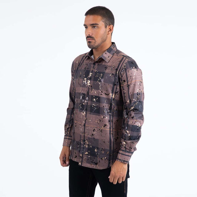 Camisa Platini Modern Fit Fashion Cafe/Negro