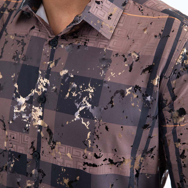 Camisa Platini Modern Fit Fashion Cafe/Negro