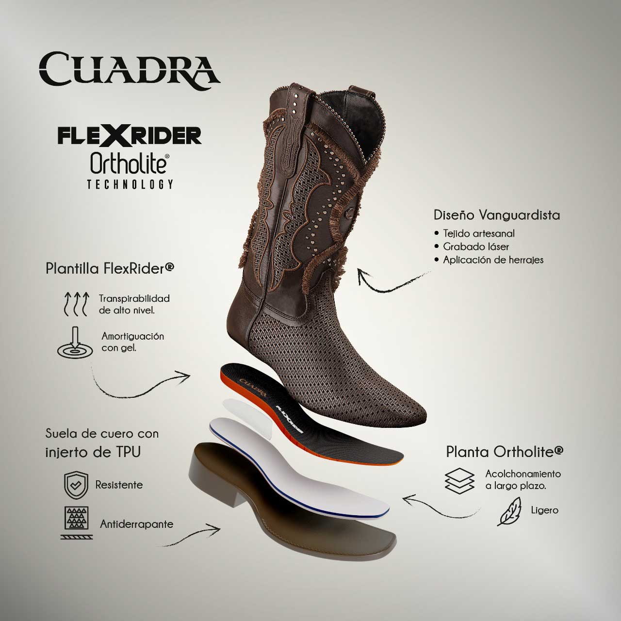 botas cuadra flex rider para mujer