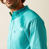Camisa Ariat Team Logo Twill Fitted Turquesa