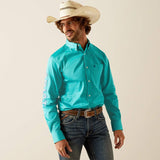 Camisa Ariat Team Logo Twill Fitted Turquesa
