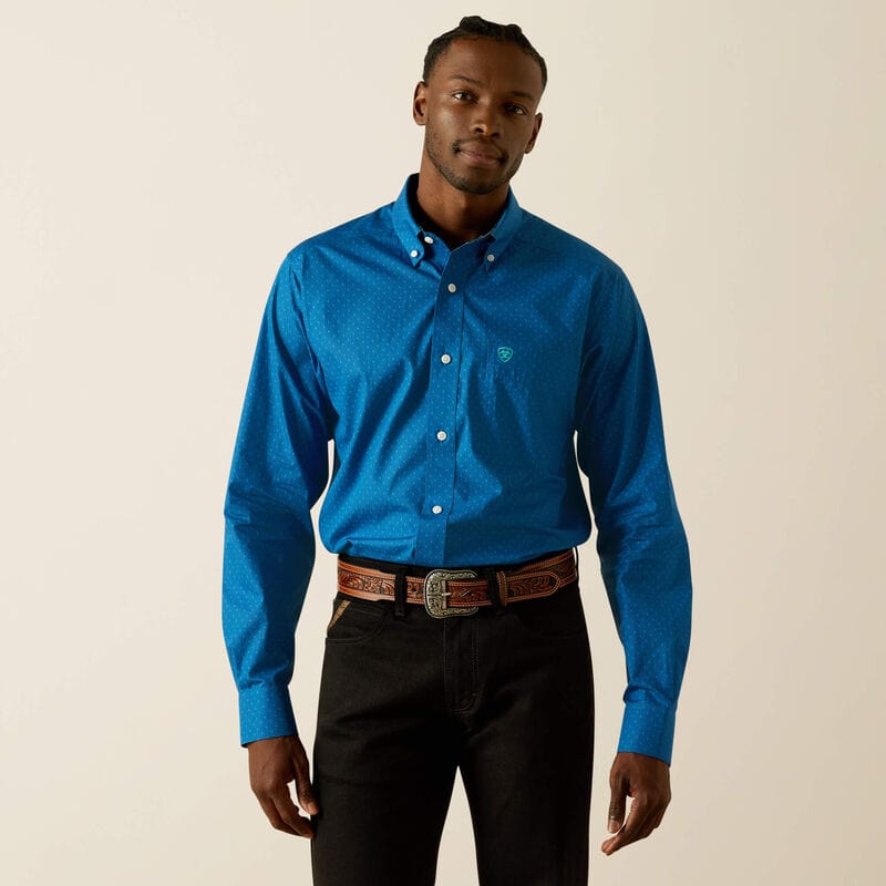 Camisa Wrinkle Free Colin Fitted Azul
