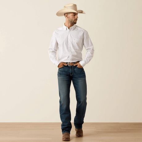 Camisa Ariat Casual Medallon Blanca
