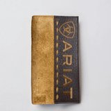 Cartera de piel genuina bicolor con acabado rústico. 