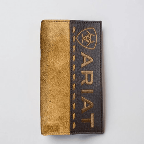 Cartera de piel genuina bicolor con acabado rústico. 