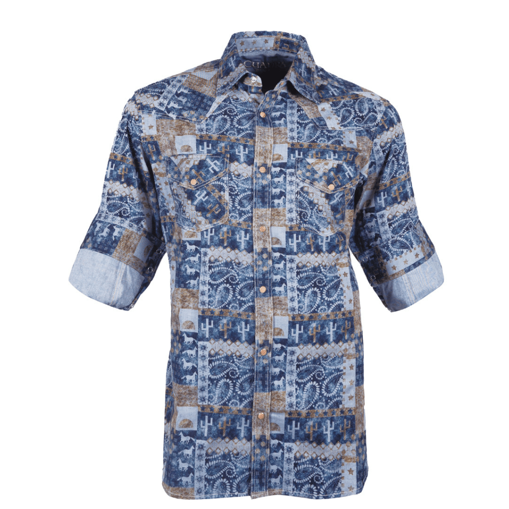 Camisa Cuadra Western Patchwork Print