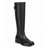 Bota alta color negro en piel texturizada con herraje lateral.