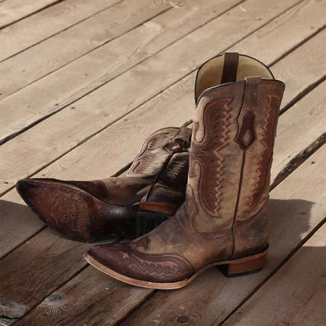 Bota Vaquera Distressed Tan Eagle