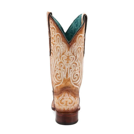 Bota Vaquera Straw / Blue Luminescent Embroidery