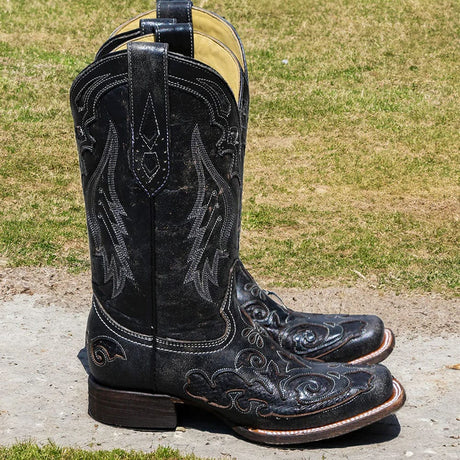 Bota Vaquera Snake Inlay Black