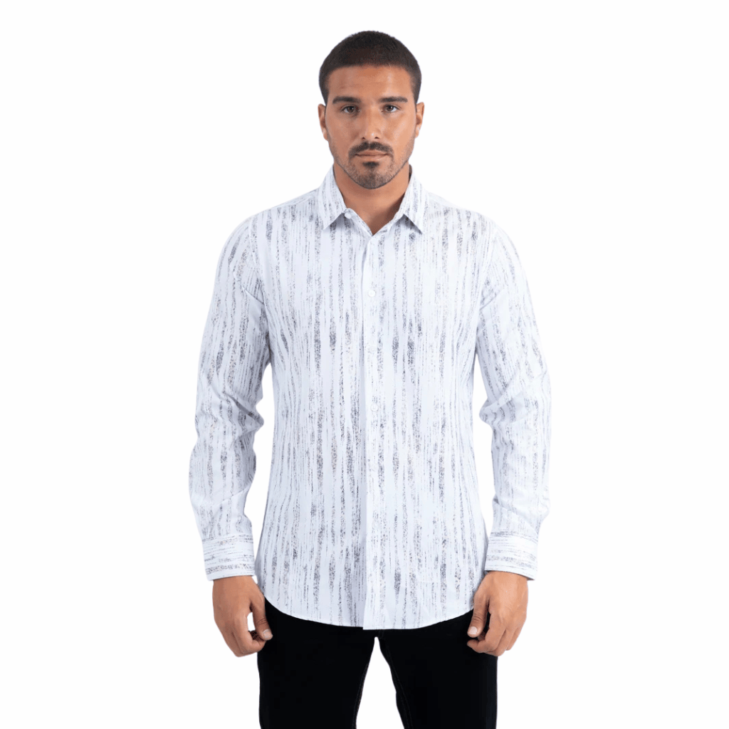 Camisa Platini Abstract Wave Foil Blanco