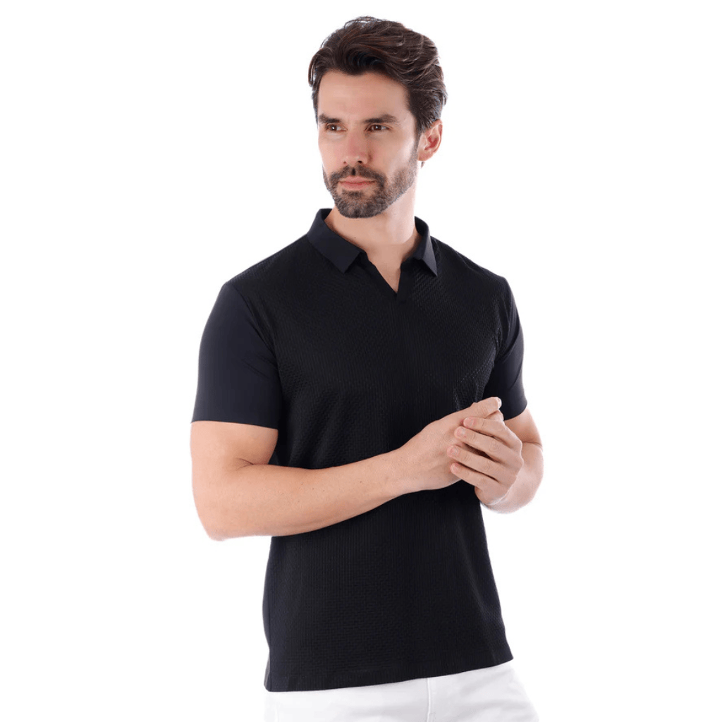 Camisa Polo Barabas Negra V-Core Slim