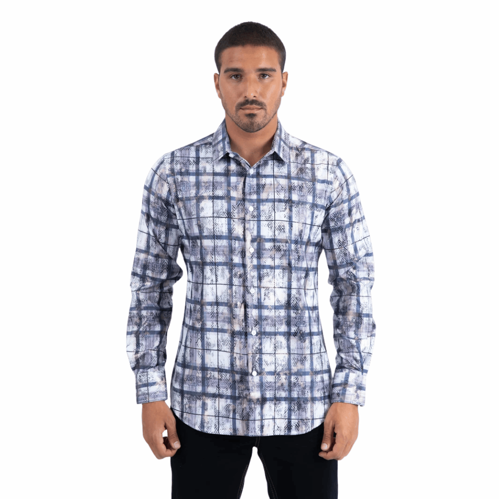 Camisa Platini Directional Geometry Foil Gris/Blanco