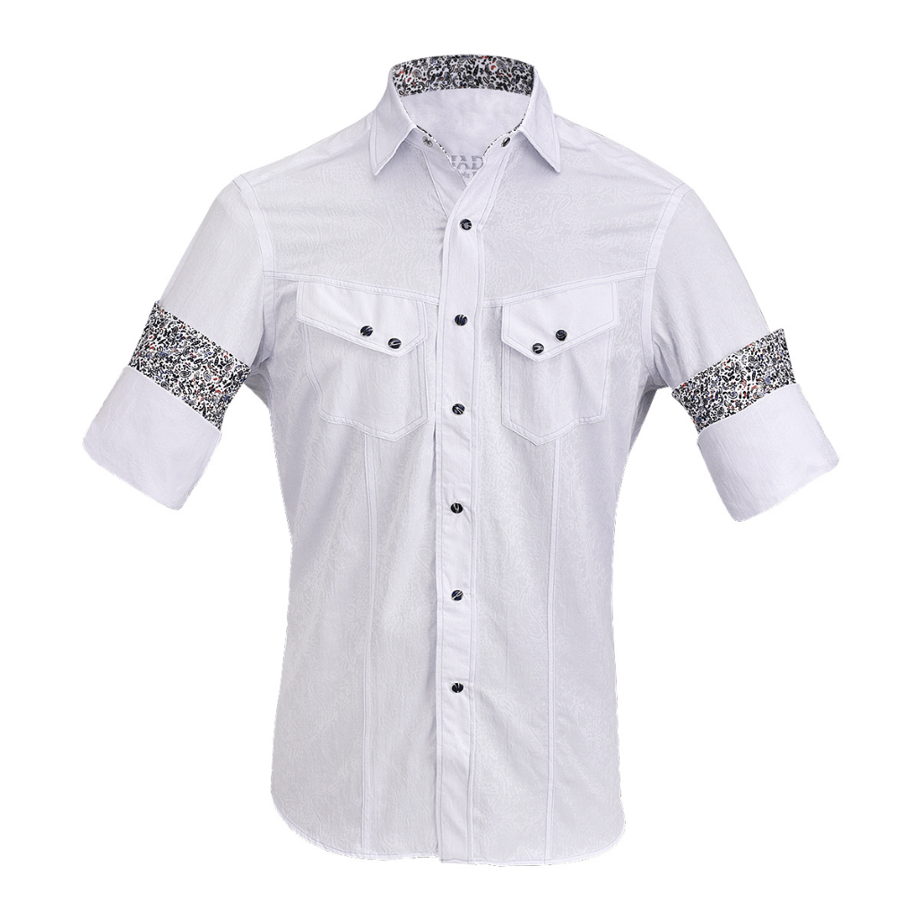 Camisa Cuadra White Paisley Jacquard
