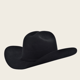 Sombrero negro visto de perfil lateral.