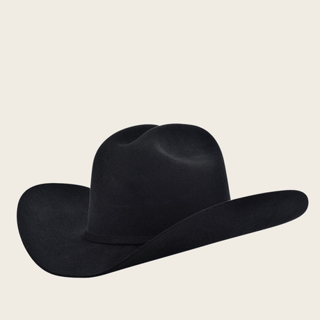 Sombrero negro visto de perfil lateral.