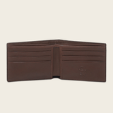 Vista interior mostrando compartimentos para billetes.