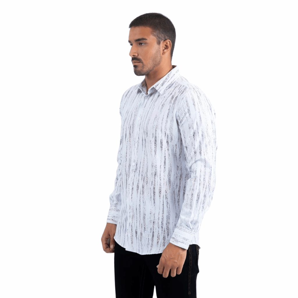 Camisa Platini Abstract Wave Foil Blanco